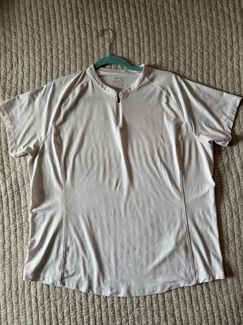 Slazenger White Short Sleeve Zip-Front Button-Down Top